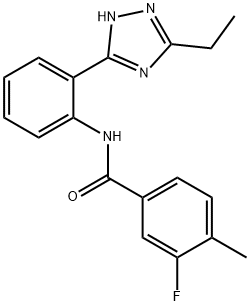 N-(2-(3-ETHYL-1H-1,2,4-TRIAZOL-5-YL)PHENYL)-3-FLUORO-4-METHYLBENZAMIDEN-(2-(3-ETHYL-1H-1,2,4-TRIS唑-5-YL)PHENYL)-3-FLUORO-4-METHYLBENZAMIDE,2305509-30-0,结构式
