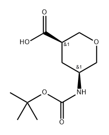 (3R, 5S)-5-tert-Butoxycarbonylamino-tetrahydro-pyran-3-carboxylic acid Structure