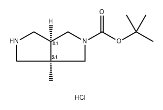 Pyrrolo[3,4-c]pyrrole-2(1H)-carboxylic acid, hexahydro-3a-methyl-, 1,1-dimethylethyl ester, hydrochloride (1:1), (3aR,6aS)- Struktur