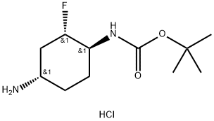 Carbamic acid, N-[(1S,2S,4S)-4-amino-2-fluorocyclohexyl]-, 1,1-dimethylethyl ester, hydrochloride (1:1) Structure