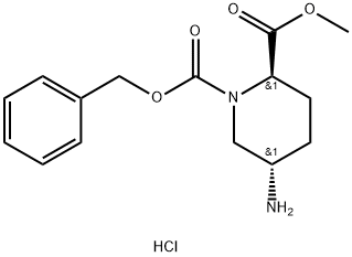 1,2-Piperidinedicarboxylic acid, 5-amino-, 2-methyl 1-(phenylmethyl) ester, hydrochloride (1:1), (2R,5S)- Struktur