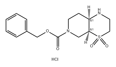 6H-Pyrido[3,4-b][1,4]thiazine-6-carboxylic acid, octahydro-, phenylmethyl ester, 4,4-dioxide, hydrochloride (1:1), (4aS,8aR)- Struktur