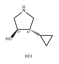 3-Pyrrolidinol, 4-cyclopropyl-, hydrochloride (1:1), (3R,4S)-rel- Structure