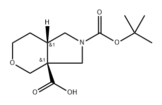 rel-(3aR,7aR)-2-(tert-Butoxycarbonyl)octahydropyrano[3,4-c]pyrrole-3a-carboxylic acid Struktur