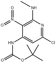 tert-Butyl N-[6-chloro-2-(methylamino)-3-nitro-4-pyridyl]carbamate 化学構造式