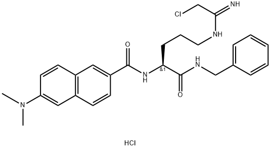 N-[(1S)-4-[(2-chloro-1-iminoethyl)amino]-1-[[(phenylmethyl)amino]carbonyl]butyl]-6-(dimethylamino)-2-naphthalenecarboxamide,monohydrochloride Structure