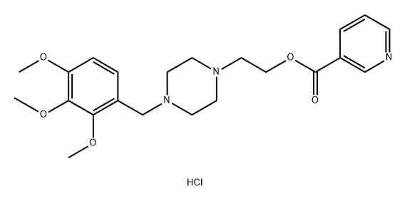 3-Pyridinecarboxylic acid, 2-[4-[(2,3,4-trimethoxyphenyl)methyl]-1-piperazinyl]ethyl ester, hydrochloride (1:3) Struktur