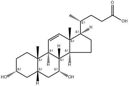 Chol-11-en-24-oic acid, 3,7-dihydroxy-, (3α,5β,7α)-,2312-08-5,结构式