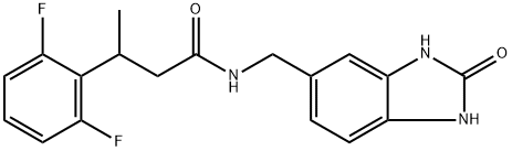 Benzenepropanamide, N-[(2,3-dihydro-2-oxo-1H-benzimidazol-5-yl)methyl]-2,6-difluoro-β-methyl- Struktur
