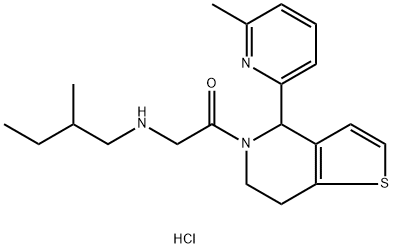 Ethanone, 1-[6,7-dihydro-4-(6-methyl-2-pyridinyl)thieno[3,2-c]pyridin-5(4H)-yl]-2-[(2-methylbutyl)amino]-, hydrochloride (1:2) Structure