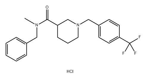 3-Piperidinecarboxamide, N-methyl-N-(phenylmethyl)-1-[[4-(trifluoromethyl)phenyl]methyl]-, hydrochloride (1:1) Structure