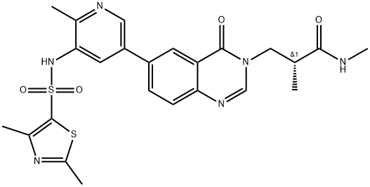 (R)-3-(6-(5-((2,4-dimethylthiazole)-5-sulfonamido)-6-methylpyridin-3-yl)-4-oxoquinazolin-3(4H)-yl)-N,2-dimethylpropanamide,2322293-88-7,结构式