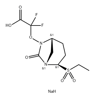 Acetic acid, 2-[[(1 S,2R,5R)-2-(ethylsulfonyl)-7- oxo-1 ,6-diazabicyclo[3.2.1 ]oct-6-yl]oxy]-2,2- difluoro-, sodium salt (1 : 1 ) Structure