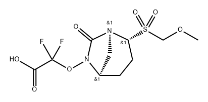 2,2-difluoro-2-(((1S,2R,5R)-2-((methoxymethyl)sulfonyl)-7-oxo-1,6-diazabicyclo[3.2.1]octan-6-yl)oxy)acetic acid Structure