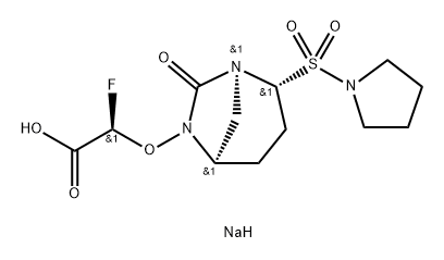 Acetic acid, 2-fluoro-2-[[(1 S,2R,5R)-7-oxo-2-(1 - pyrrolidinylsulfonyl)-1 ,6-diazabicyclo[3.2.1 ] oct-6-yl]oxy]-, sodium salt (1 : 1 ), (2R)- 化学構造式