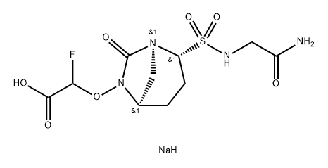 Acetic acid, 2-[[(1 S,2R,5R)-2-[[(2-amino-2- oxoethyl)amino]sulfonyl]-7-oxo-1 ,6-diazab icyclo[3.2.1 ]oct-6-yl]oxy]-2-fluoro-, sodium salt (1 :1 ) Structure
