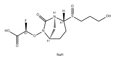 Acetic acid, 2-fluoro-2-[[(1S,2R,5R)-2-[(R)-(3- hydroxypropyl)sulfinyl]-7-oxo-1,6-diazabicyclo [3.2.1]oct-6-yl]oxy]-, sodium salt (1:1), (2R)-|ACETIC ACID, 2-FLUORO-2-[[(1S,2R,5R)-2-[(R)-(3- HYDROXYPROPYL)SULFINYL]-7-OXO-1,6-DIAZABICYCLO [3.2.