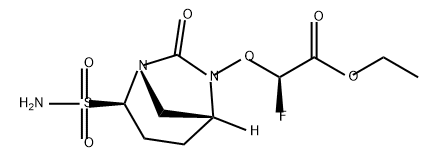 Acetic acid, 2-[[(1 S,2R,5R)-2-(aminosulfonyl)-7- oxo-1 ,6-diazabicyclo[3.2.1 ]oct-6-yl]oxy]-2- fluoro-, ethyl ester, (2R)- Structure