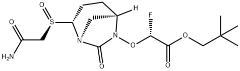 2,2-Dimethylpropyl (2R)-2-[[(1S,2R,5R)-2-[(R)- (2-amino-2-oxoethyl)sulfinyl]-7-oxo-1,6- diazabicyclo[3.2.1]oct-6-yl]oxy]-2-fluoroa cetate 化学構造式