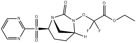 Ethyl 2,2-difluoro-2-[[(1S,2R,5R)-7-oxo-2-(2- pyrimidinylsulfonyl)-1,6-diazabicyclo[3.2.1] oct-6-yl]oxy]acetate 化学構造式