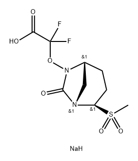 Acetic acid, 2,2-difluoro-2-[[(1 S,2R,5R)-2- (methylsulfonyl)-7-oxo-1 ,6-diazabicyclo[3.2.1 ] oct-6-yl]oxy]-, sodium salt (1 : 1 ) 化学構造式