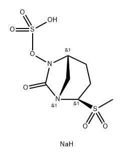 Sulfuric acid, mono[(1S,2R,5R)-2-(methyls ulfonyl)-7-oxo-1,6-diazabicyclo[3.2.1]oct-6-yl] ester, sodium salt (1:1) 化学構造式