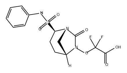 2-(((1S,2R,5R)-2-(N-benzylsulfamoyl)-7-oxo-1,6-diazabicyclo[3.2.1]octan-6-yl)oxy)-2,2-difluoroacetic acid Structure