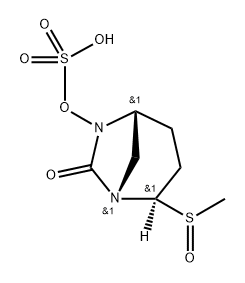 Sulfuric acid, mono[(1S,2R,5R)-2-[(R)-methyls ulfinyl]-7-oxo-1,6-diazabicyclo[3.2.1]oct-6-yl] ester Struktur