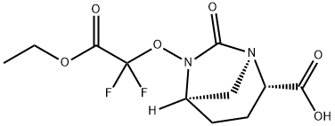 (1R,2S,5R)-6-(2-Ethoxy-1,1-difluoro-2- oxoethoxy)-7-oxo-1,6-diazabicyclo[3.2.1] octane-2-carboxylic acid 化学構造式