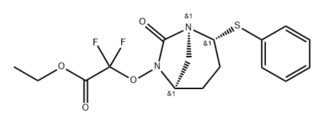 Ethyl 2,2-difluoro-2-[[(1S,2R,5R)-7-oxo-2- (phenylthio)-1,6-diazabicyclo[3.2.1]oct-6-yl] oxy]acetate Struktur