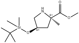 methyl (2R,4R)-4-((tert-butyldimethylsilyl)oxy)-2-methylpyrrolidine-2-carboxylate Struktur