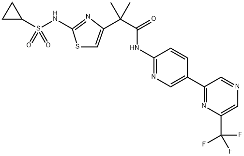 4-Thiazoleacetamide, 2-[(cyclopropylsulfonyl)amino]-α,α-dimethyl-N-[5-[6-(trifluoromethyl)-2-pyrazinyl]-2-pyridinyl]- Structure