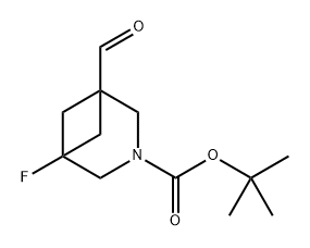 tert-butyl 1-fluoro-5-formyl-3-azabicyclo[3.1.1]heptane-3-carboxylate Struktur