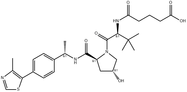 5-(((S)-1-((2S,4R)-4-hydroxy-2-(((S)-1-(4-(4-methylthiazol-5-yl)phenyl)ethyl)carbamoyl)pyrrolidin-1-yl)-3,3-dimethyl-1-oxobutan-2-yl)amino)-5-oxopentanoic acid Struktur