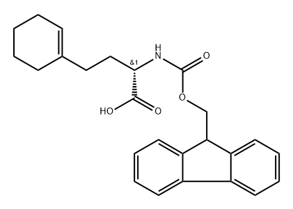 1-Cyclohexene-1-butanoic acid, α-[[(9H-fluoren-9-ylmethoxy)carbonyl]amino]-, (αS)- Struktur