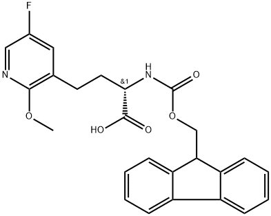 3-Pyridinebutanoic acid, α-[[(9H-fluoren-9-ylmethoxy)carbonyl]amino]-5-fluoro-2-methoxy-, (αS)- 结构式