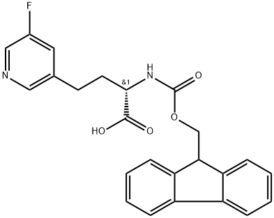 3-Pyridinebutanoic acid, α-[[(9H-fluoren-9-ylmethoxy)carbonyl]amino]-5-fluoro-, (αS)- Structure