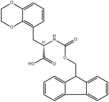 1,4-Benzodioxin-5-propanoic acid, α-[[(9H-fluoren-9-ylmethoxy)carbonyl]amino]-2,3-dihydro-, (αS)- Structure