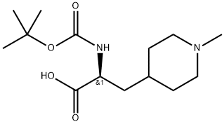 (S)-2-((tert-Butoxycarbonyl)amino)-3-(1-methylpiperidin-4-yl)propanoic acid 化学構造式