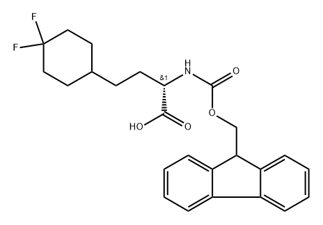 Cyclohexanebutanoic acid, α-[[(9H-fluoren-9-ylmethoxy)carbonyl]amino]-4,4-difluoro-, (αS)- Structure