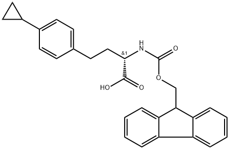 Benzenebutanoic acid, 4-cyclopropyl-α-[[(9H-fluoren-9-ylmethoxy)carbonyl]amino]-, (αS)- Struktur