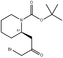 tert-Butyl (R)-2-(3-bromo-2-oxopropyl)piperidine-1-carboxylate 化学構造式