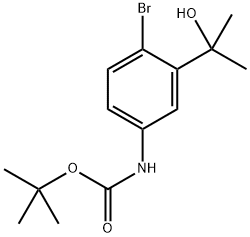 叔丁基(4-溴-3-(2-羟基丙-2-基)苯基)氨基甲酸酯 结构式