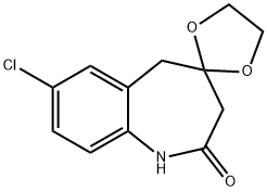 7-氯-3,5-二氢螺环[苯并[B]氮杂-4,2'-[1,3]二氧戊环]-2(1H)-酮 结构式