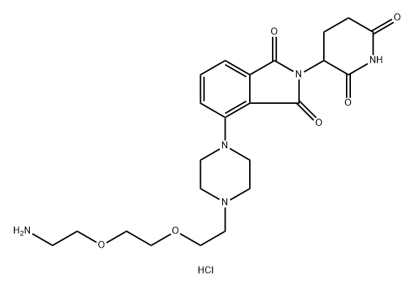 1H-Isoindole-1,3(2H)-dione, 4-[4-[2-[2-[2-(2-aminoethoxy)ethoxy]ethoxy]ethyl]-1-piperazinyl]-2-(2,6-dioxo-3-piperidinyl)-, hydrochloride (1:1) 结构式