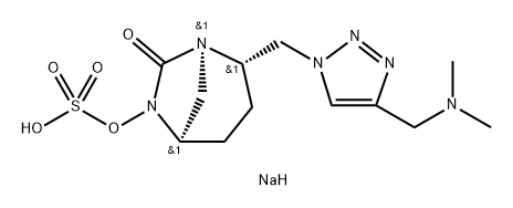 Sulfuric acid, mono[(1R,2S,5R)-2-[[4-[(dimethy lamino)methyl]-1H-1,2,3-triazol-1-yl]methyl]- 7-oxo-1,6-diazabicyclo[3.2.1]oct-6-yl] ester, sodium salt (1:1) 化学構造式