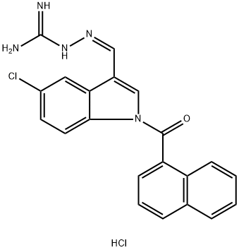 Hydrazinecarboximidamide, 2-[[5-chloro-1-(1-naphthalenylcarbonyl)-1H-indol-3-yl]methylene]-, hydrochloride (1:1) 化学構造式