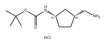 rel-tert-butyl ((1R,3S)-3-(aminomethyl)cyclopentyl)carbamate hydrochloride 结构式