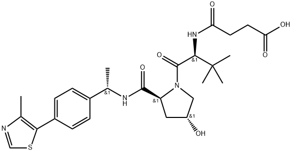 4-(((S)-1-((2S,4R)-4-hydroxy-2-(((S)-1-(4-(4-methylthiazol-5-yl)phenyl)ethyl)carbamoyl)pyrrolidin-1-yl)-3,3-dimethyl-1-oxobutan-2-yl)amino)-4-oxobutanoic acid 化学構造式