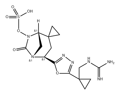 (1R,4S,5R)-4-(5-(1-(GUANIDINOMETHYL)CYCLOPROPYL)-1,3,4-OXADIAZOL-2-YL)-6-OXO-5,7-DIAZASPIRO[BICYCLO[,2365454-17-5,结构式